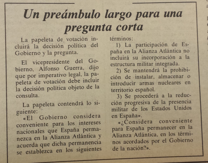 Portada del diario EGIN del 1 de febrero de 1986.