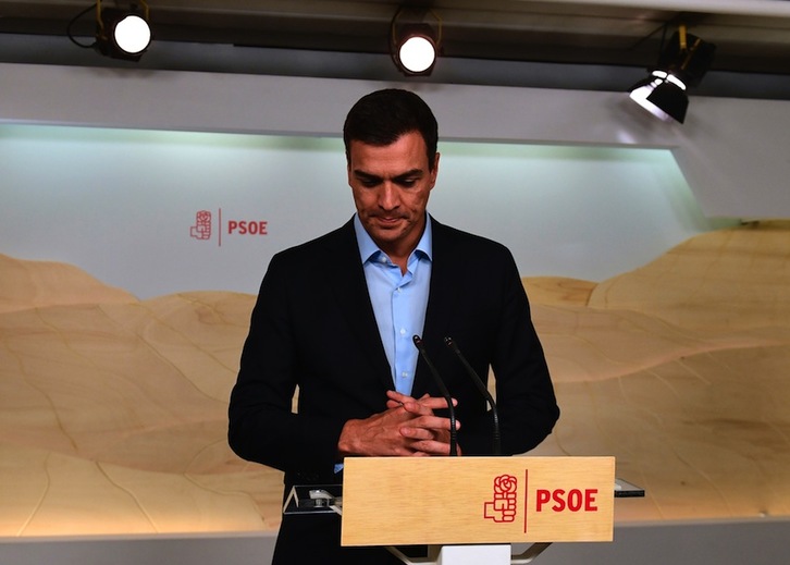Pedro Sánchez ha comparecido tras la reunión de la Ejecutiva del PSOE. (Pierre-Philippe MARCOU/AFP) 