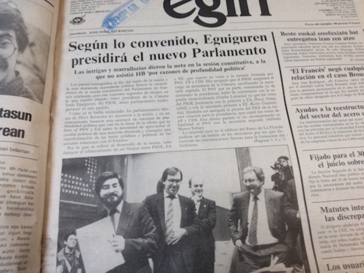 Hace 30 años Jesus Egiguren era portada del diario EGIN.