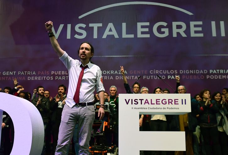 Pablo Iglesias, tras ser reelegido secretario general de Podemos. (AFP)