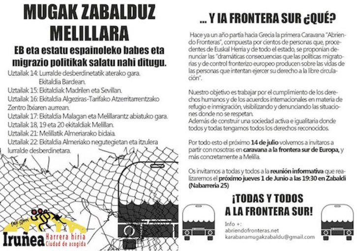 Cartél de la iniciativa solidaria "Abriendo fronteras"