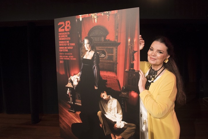 María José Cantudo, junto al cartel de la Semana de Cine Fantástico y de Terror. (Gorka RUBIO/ARGAZKI PRESS) 