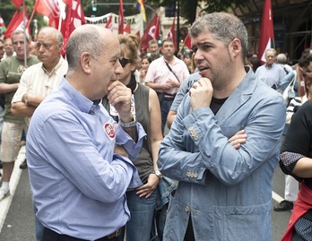 Raúl Arza y Unai Sordo son los actuales responsables de UGT y CCOO en la CAV. (Jon HERNAEZ / ARGAZKI PRESS)