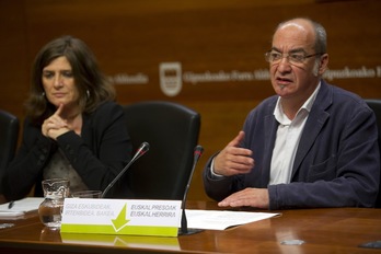 Franco y Garitano han comparecido para valorar la multa por las vacaciones fiscales. (Juan Carlos RUIZ/ARGAZKI PRESS)