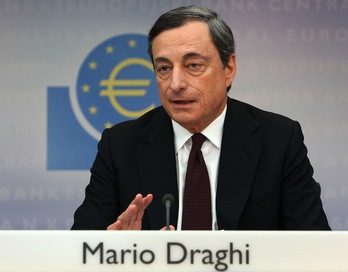 El presidente del BCE, Mario Draghi, en la comparecencia que ha ofrecido en Francfort. (Daniel ROLAND/AFP) 