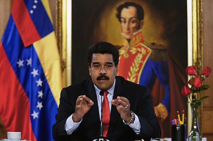 El presidente de Venezuela, Nicolás Maduro, durante su comparecencia. (AFP PHOTO)