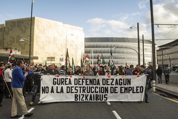 Manifestación de trabajadores de Bizkaibus. (Aritz LOIOLA/ARGAZKI PRESS)