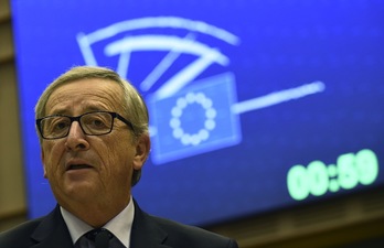 Jean-Claude Juncker, durante su comparecencia. (John THYS /AFP PHOTO)