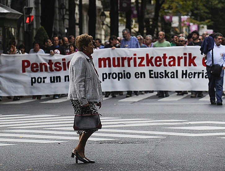 Pentsioen erreformaren aurkako manifestazioa LUIS JAUREGIALTZO / ARGAZKI PRESS
