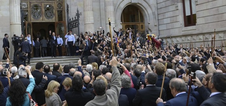 Artur Mas, a la entrada de la Audiencia Provincial de Barcelona. (Lluis GENÉ/AFP PHOTO)
