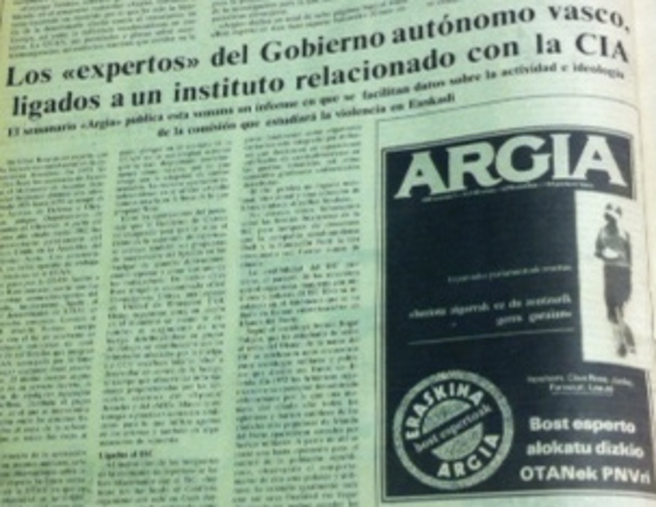 Portada del diario EGIN del 3 de noviembre de 1985