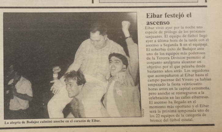 Noticia publicada en el diario egin el mes de junio de 1986.