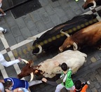 Dos toros caídos en el último tramo frenan el vertiginoso encierro de los Jandilla