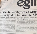 Hace 30 años Jorge Vestrynge dejaba Alianza Popular. Así lo cotaban EGIN en su portada