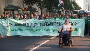 Bizkaiko zahar etxeetako langileen manifestazioa egin zen irailaren 30ean. (Luis JAUREGIALTZO / ARGAZKI PRESS)