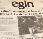 Hace 30 años el refugiado político vasco Agustin Azkarate era noticia de portada en EGIN