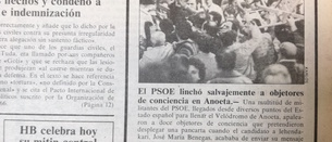 Hace 30 años simpatizantes del PSE apaleaban a un grupo de objetores de conciencia en Donostia