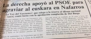 Hace 30 años se aprobaba la “Ley del Vascuence” en Nafarroa