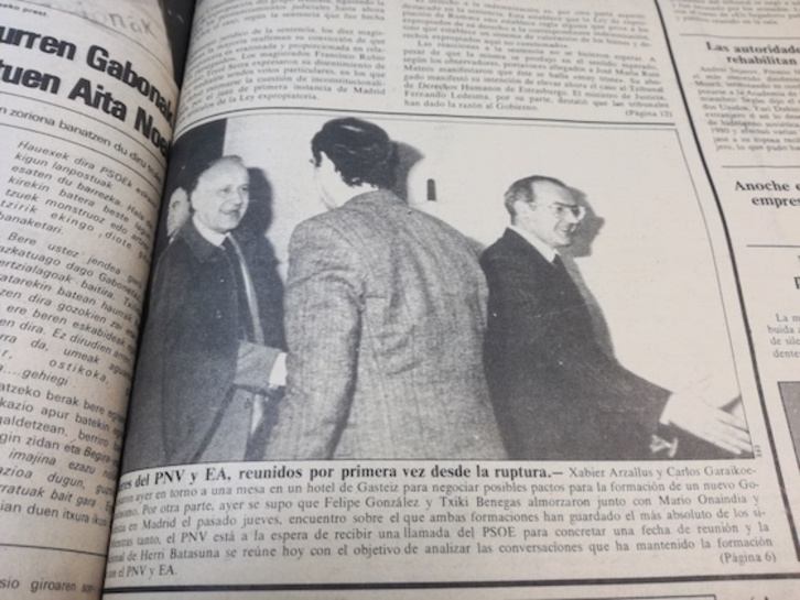 Foto-noticia publicada en el diario egin hace 30 años.