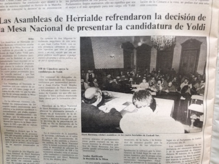 Noticia del diario EGIN de hace 30 años.