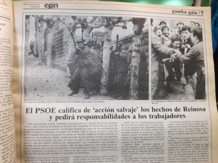 Imagen publicada en el diario Egin el mes de marzo de 1987.