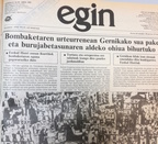 Esta era la portada de EGIN en el 50 aniversario del bombardeo de Gernika