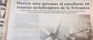 Así contaba EGIN hace 30 años el trágico accidente de helicóptero en Picos de Europa