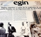 Esta era la portada de EGIN tras el atentado de Hipercor