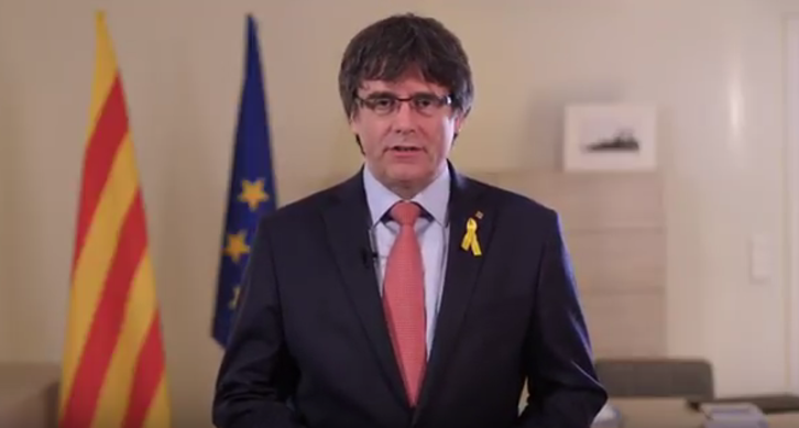 Carles Puigdemont, durante su alocución. 