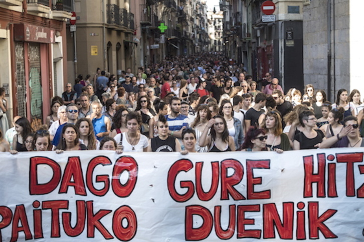 Manifestación en Iruñea contra la puesta en libertad de "La Manada»
