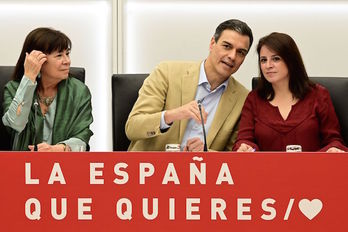 Pedro Sánchez, durante la reunión en la que la ejecutiva del PSOE analizó los resultados electorales. (Javier SORIANO/AFP)