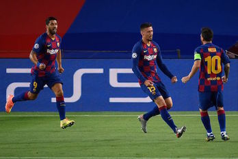 Un gol de Lenglet a los 10 minutos ha desatascado el frío inico de partido del Barcelona. (Lluis GENÈ/AFP)