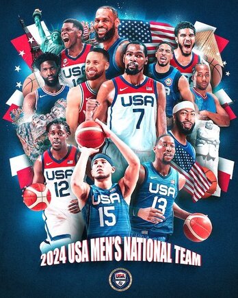 Cartel de la selección masculina olímpica estadounidense de baloncesto.