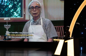 Miyazaki, uno de los Premios Donostia de la pasada edición de Zinemaldia.
